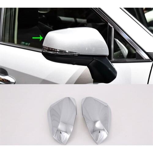 Car Accessories Exterior Decoration ABS Chrome Rearview Side Door Mirror Cover Trim For Toyota RAV4 2019 2020 2 Styles 2Pcs/set