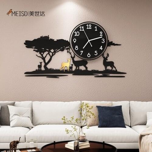 MEISD Wall Clock Large Home Interior Self Adhesive Wall Watches Stickers DIY House Decorative Big Black Horloge Free Shipping