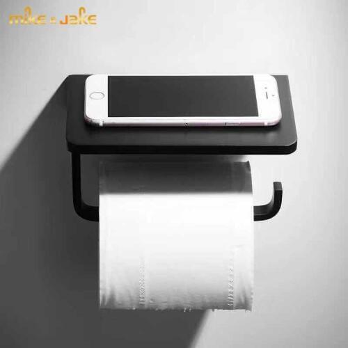 Bathroom black paper holder space aluminum toilet paper shelf matte black hotel paper rack black bathroom accessory