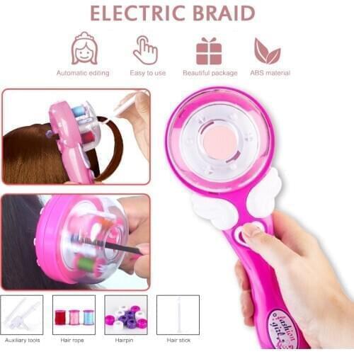 Childrens Electric DIY Braiding Braided Hairpins Hairdressing Play House Toy Set Christmas Gift Girl (without Battery)