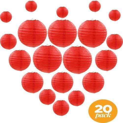 20 Pcs/set 6"-12" Red Chinese Paper lampion Lanterns Assorted Sizes Wedding Party Home Outdoor Hanging Decor lanterne lantaarn
