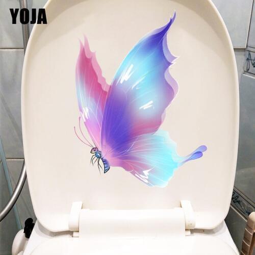 YOJA 16.5X23.6CM Creative Blue Butterfly Kids Rooms Wall Sticker Decal Creative Cartoon Toilet Decor T1-2015