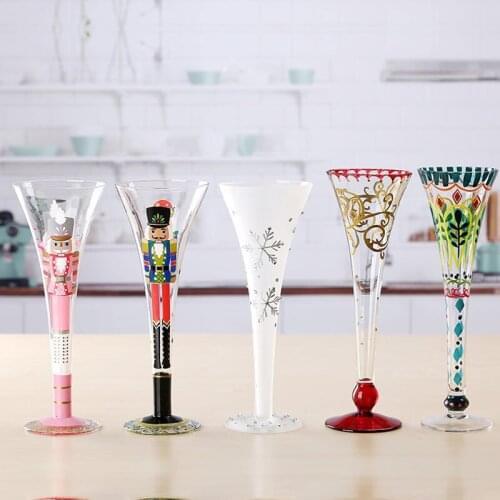 Creative Hand Painted Cocktail Glass Champagne Cup Wine Stemware For Vodka Wedding Home Bar Hotel Drinkware