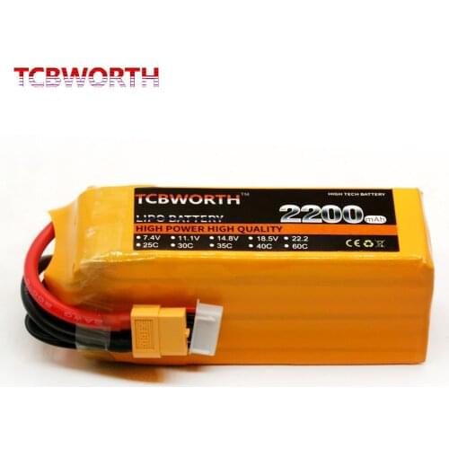 TCBWORTH 6S 22.2V 2200mAh 30C Max 60C RC LiPo battery For RC Helicopter Airplane Quadrotor Drone Car RC Battery LiPo 6S AKKU