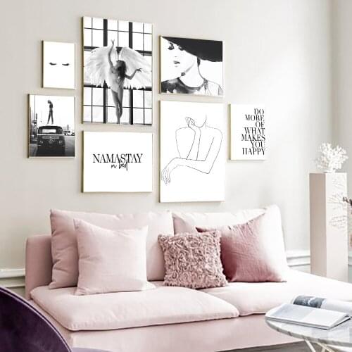 Fashion Quote Wall Art Black White Woman Line Print Sexy Female Poster Canvas Art Beauty Wall Picture Painting Modern Home Decor