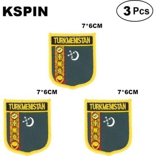 Turkmenistan Shiled Shape flag patches national flag patches for Cothing DIY Decoration