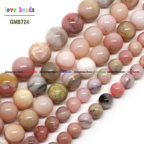 Natural Pink Opal Beads 6 8 10 12mm Strand 15" Natural Opal Stone DIY Bracelet Necklace Jewelry Gem Making-F00464