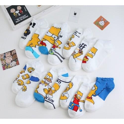 2021New funny cartoon anime Sock Simpson pattern happy female socks happy Harajuku hip hop combed cotton casual women socks