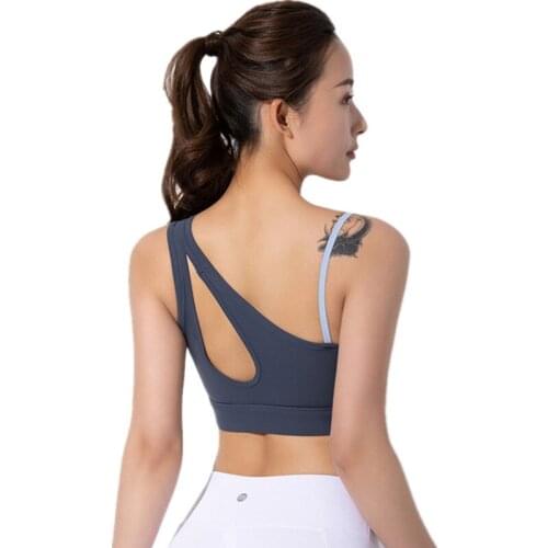 2021 Summer New Women Sports Bra Fake Two-Piece Contrast Color Hollow Breathable Yoga Vest-Style Simple Fitness Dance Bra