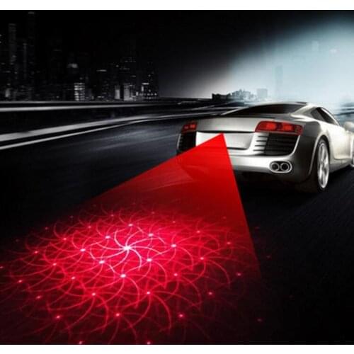 New Anti Collision Rear-end LED Car Motorcycle Laser Tail Fog Light Tail Lamp Auto Moto Braking Parking Signal Warning Lamps