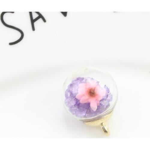Novelty earrings Korean earrings quirky jewelry 16mm colored diamonds dried flower glass ball earrings necklace pendant