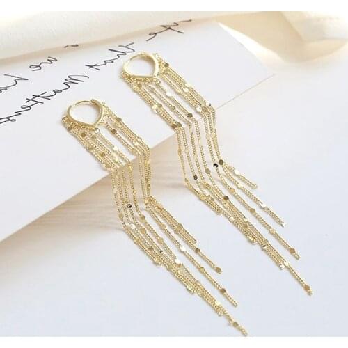 New Retro Gold Silver Color Long Hanging Earrings For Women Metal Tassel Drop Earrings 2020 Trend Korean Jewelry Accessories