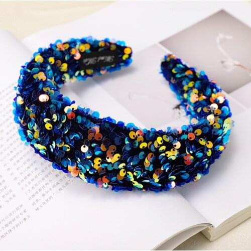 New Design Sparkly Sequins Sponge Headbands Mermaid Knot Tie Head Bands for Women Daily Party Crown Turban Hair Accessories