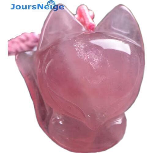 JoursNeige Natural Pink Crystal Fox Pendant Crystal Necklace Lucky for Women Girl Friend Romantic Fashion Jewelry Accessories