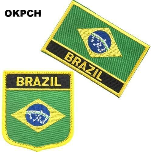 Brazil flag patch 2pcs a Set Patches for Clothes DIY Decoration PT0023-2