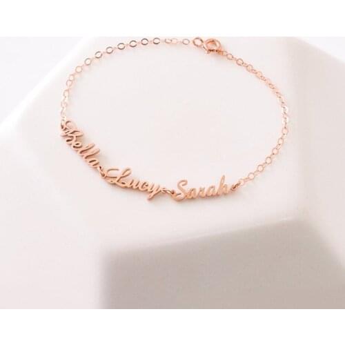 Personalized Jewelry Three Name Bracelet Stainless Steel Dainty Custom Letter Bracelet For man And Women Best Friend Gift