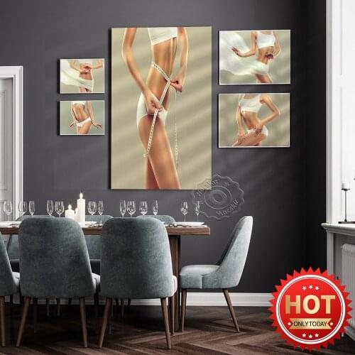 Modern Woman Body Shape Portrait Art Posters, Beautiful Female Model Art Prints, Gym Yoga Room Dance Studio Wall Decor Mural