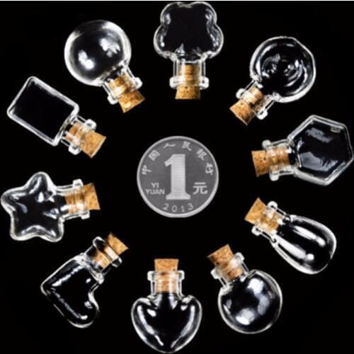 10 Style 5 PCS Mini Pendant Empty Tiny Clear Wishing Message Glass Bottles Vials Charms Wedding Birthday Party Handmade Gifts