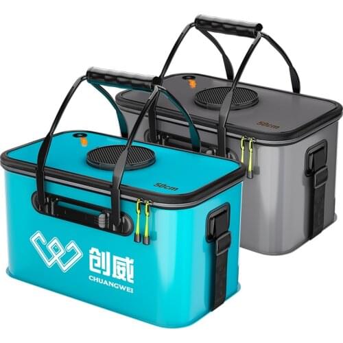 Chuangwei Fishing Bucket, Foldable Fish BucketLive Fish Container Multi-Functional Fish Live Lures Bucket EVA Fishing Bag