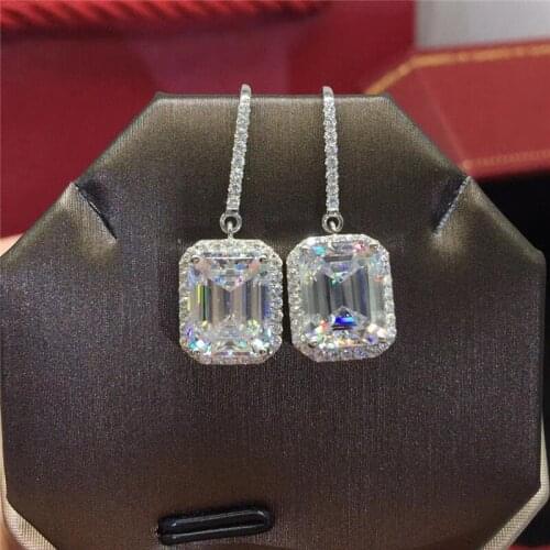 Huitan Hot Sale Silver Color Dangle Earrings with AAA Cubic Zirconia Wedding Engagement Female Earrings Luxury Fashion Jewelry