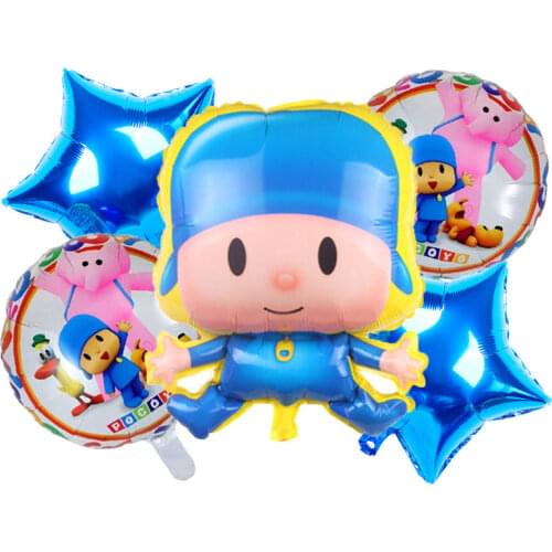 Modeling Small P Youyou 5 Pcs Set Aluminum Film Balloon Pocoyo Cartoon Ellie Bartolula Birthday Party Decoration Balloon