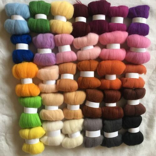 WFPFBEC 31colors wool for felting 70S wool felt needle felting 5g/10g/20g/50g/100g/color merino wool roving wool felt fabric