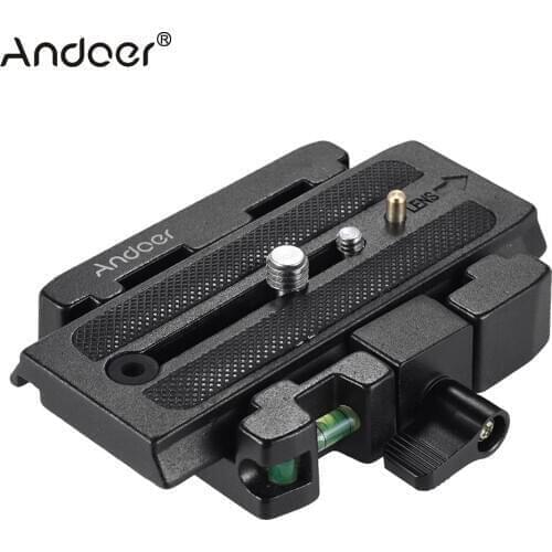Andoer Video Camera Tripod Quick Release Clamp Adapter with Quick Release Plate Compatible for Manfrotto 503HDV Q5 Head
