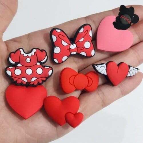 1PCS PVC Cute Cartoon Fridge Magnets Kawaii Red Heart Dress Bow Refrigerator Magnetic Sticker Boys Girls Gifts Stationery Toys