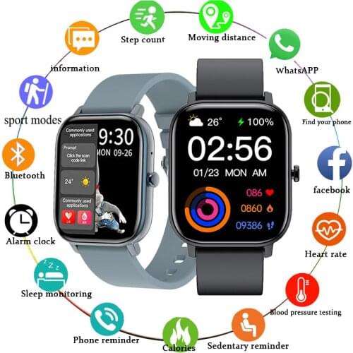 Smart Watch Women Men 1.6" Full Touch Screen Bluetooth Call Smartwatch Heart Rate Blood Pressure Monitor for IOS and Android