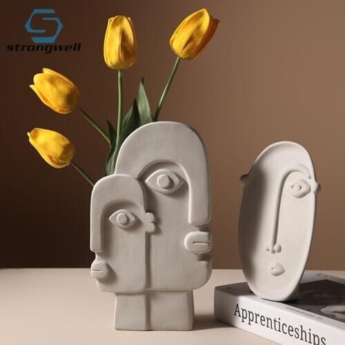 Strongwell New Face Flower Arrangement Ceramic Vases Home Decoration Ornaments Bookcase Office Display Props Desktop Decoration