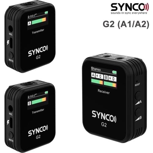 SYNCO G2 A1 A2 Wireless Microphone System Lavalier Mic Transmitter Sets for Smartphone DSLR Cameras
