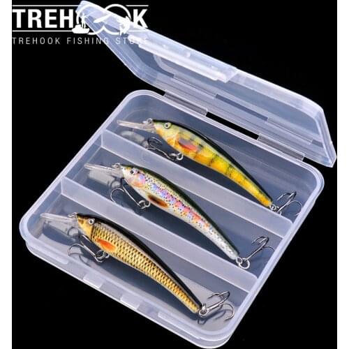 TREHOOK 3pcs 7.5cm 5.8g Floating Minnow Lures Fishing Kits Black Minnow Pike Wobbler Artificial Bait Crankbaits Fishing Lure Set