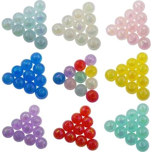 Pack Of 50 Pieces Of Candy Color Printing Round Loose Beads DIY Handmade Jewelry Accessories Necklace Bracelet New Jewelry