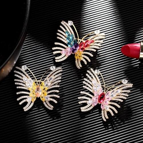 Cute Zircons Butterfly Brooches Pins for Women Fashion Luxury Rhinestone Crystal Insect Brooch Pin Jewelry broche femme bijoux