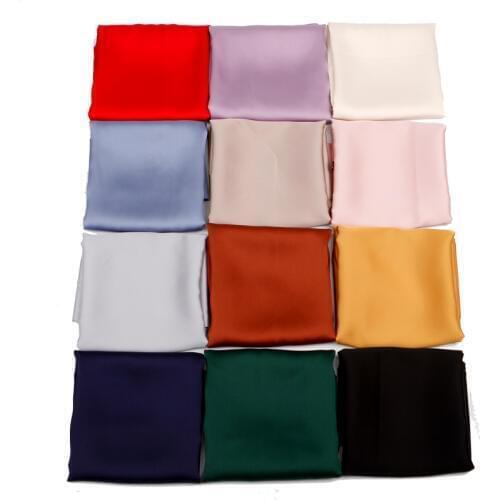 POBING Solid Print Square Scarves Spain Hijab Stain Silk Scarf Women Fashion OL Lady Headband Small Foulard Bandana 70cm*70cm