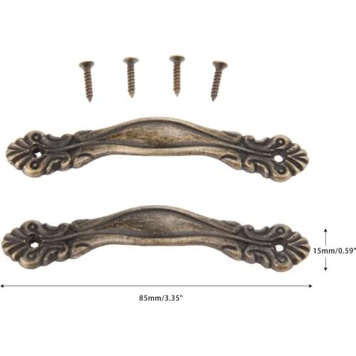 1pair Antique Bronze Handle w/screws Vintage Knob Flower Pull 85*15mm Furniture Kitchen Cabinet Drawer Zinc Alloy Old European