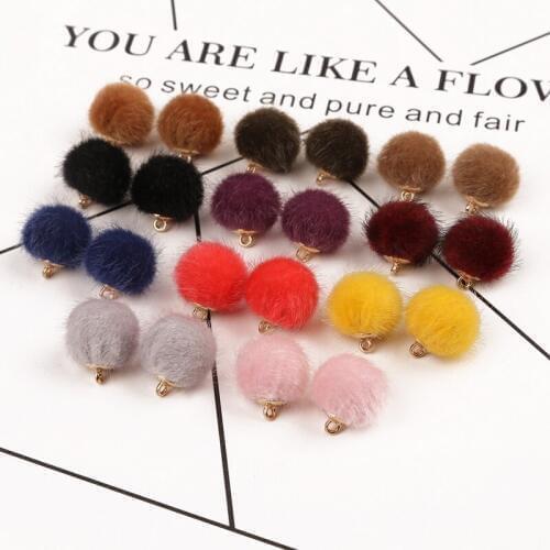 10PCS 15MM Random Mixed Color Wool Covered Beads Charms Pendants DIY Earring Necklace Wholesale Jewelry Making