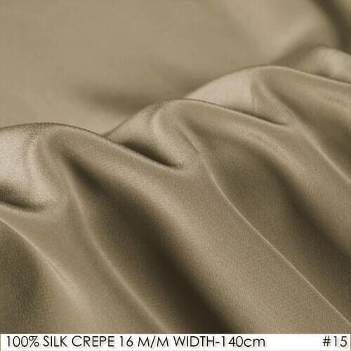 100% SILK CREPE DE CHINE 140cm width 16momme Natural Silk Dress japanese fabric Dark Beige NO 15