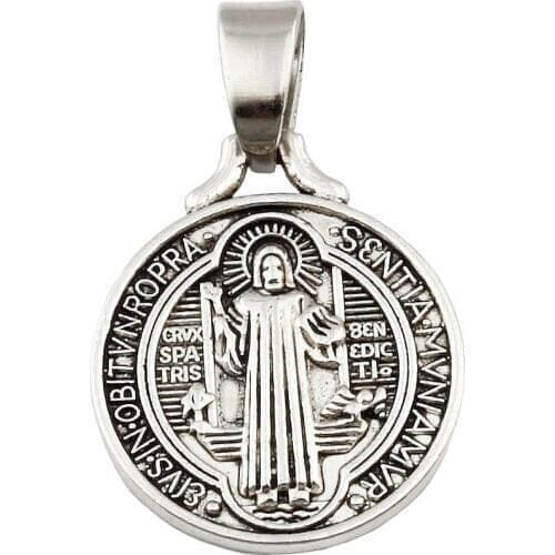 100pcs Zinc alloy metal Saint Benedict Medal Necklace Charms Pendant 18 x 27mm A-114