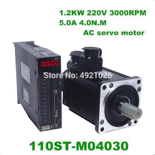 110ST-M04030 220V 1.2KW AC Servo motor 3000RPM 4N.M. 1200W Single-Phase ac drive permanent magnet Matched Driver