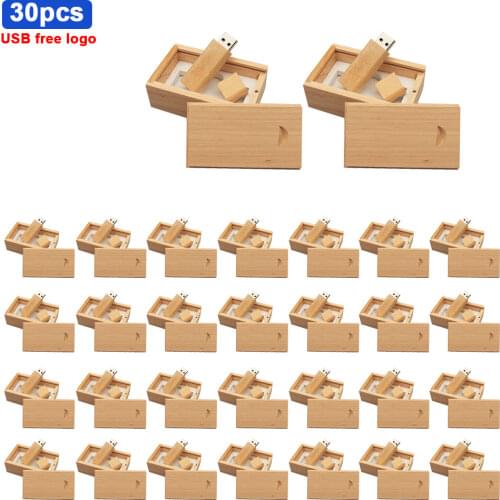 30pcs/lot Maple wood usb+box print usb flash drive pen drive 4GB 8GB 16GB 32GB 64GB usb2.0 pendrive photography gift free logo
