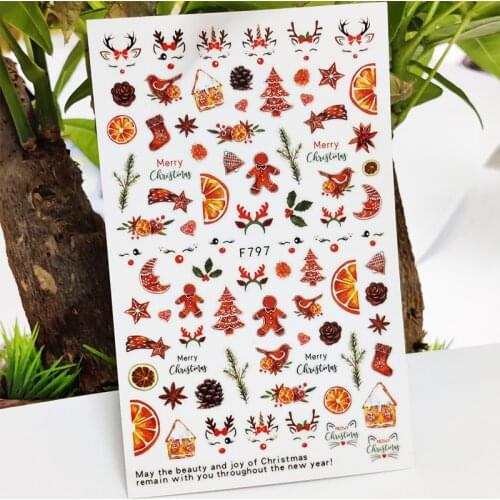 3D Nail Stickers Christmas Tree Moon Star Grass Stickers for Nails Autumn Design Stickers for Manicure Decal Nail Art Decoration