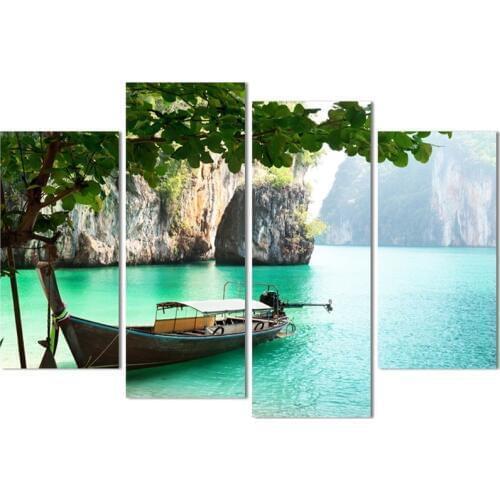 4 Pcs Of Wall Art HD Ocean sailing Modern Picture Print On Canvas Oil Paintings Home Decoration For Living Room Pictures