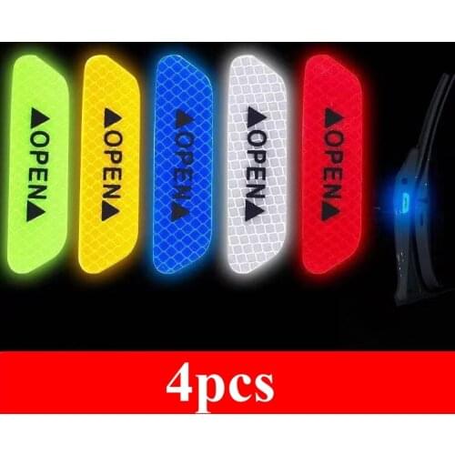 2pcs Car sticker Door Safety Warning Reflective Stickers Auto Open Reflective Strip Waterproof Long-distance Warning Luminous