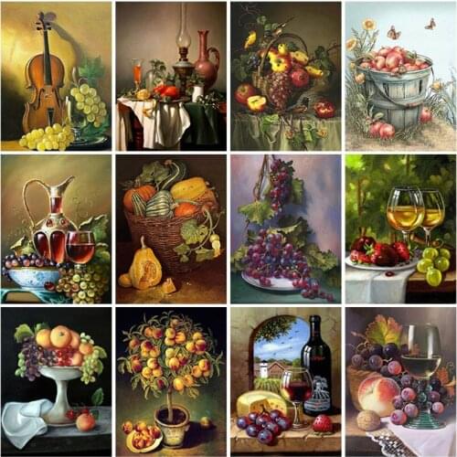 Floral Fruit DIY 5D Diamond Painting Full Square Drill Flower Diamond Embroidery Cross Stitch Mosaic Kits Wall Art Home Decor