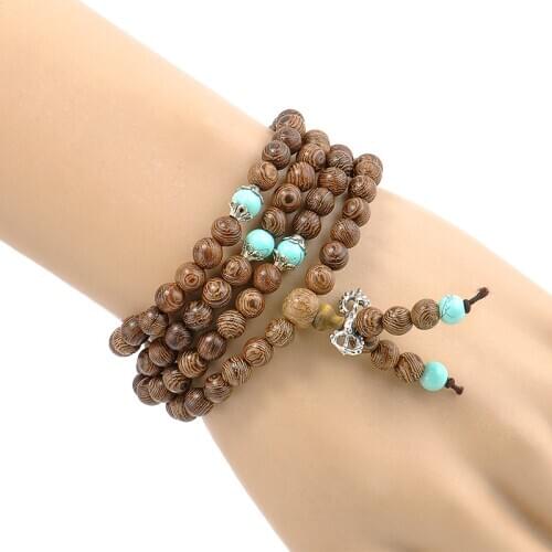 6mm VintageYoga Bracelet Sandalwood Buddhist Meditation Prayer Beads Mala Necklace Bracelet Jewelry For Women Men Jewelry