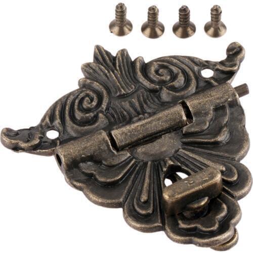 Antique Bronze Jewelry Wooden Box Hasp Latches Clasp Vintage Decorative Hasp Lock Latch Buckle for Drawer with Screws 54*58mm