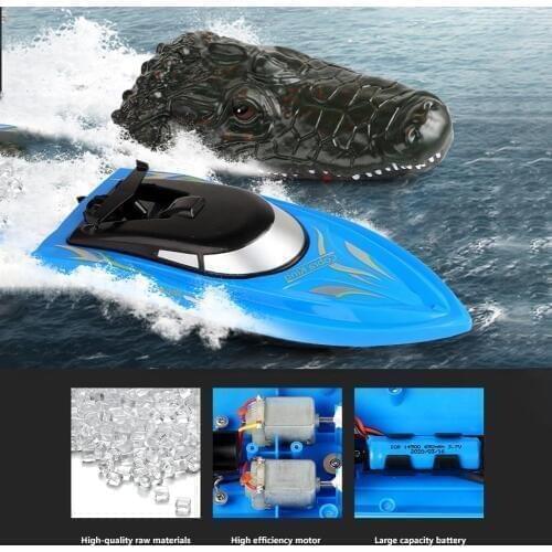 Kid 2.4G Simulation Crocodile Electric RC Speed Boat Summer Water Float Spoof Toy