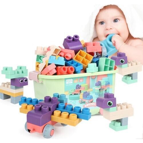 Baby Soft Rubber Big Particle Bricks Model Toys DIY Building Blocks Early Educational Toy Safe And Non-toxic For Children