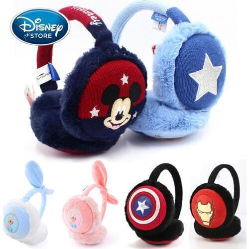 Disney Earmuffs Frozen Elsa Baby Girls Winter Warm Children Plush Earmuffs Thicken Cover Cartoon Spiderman Ears Warmers Headband